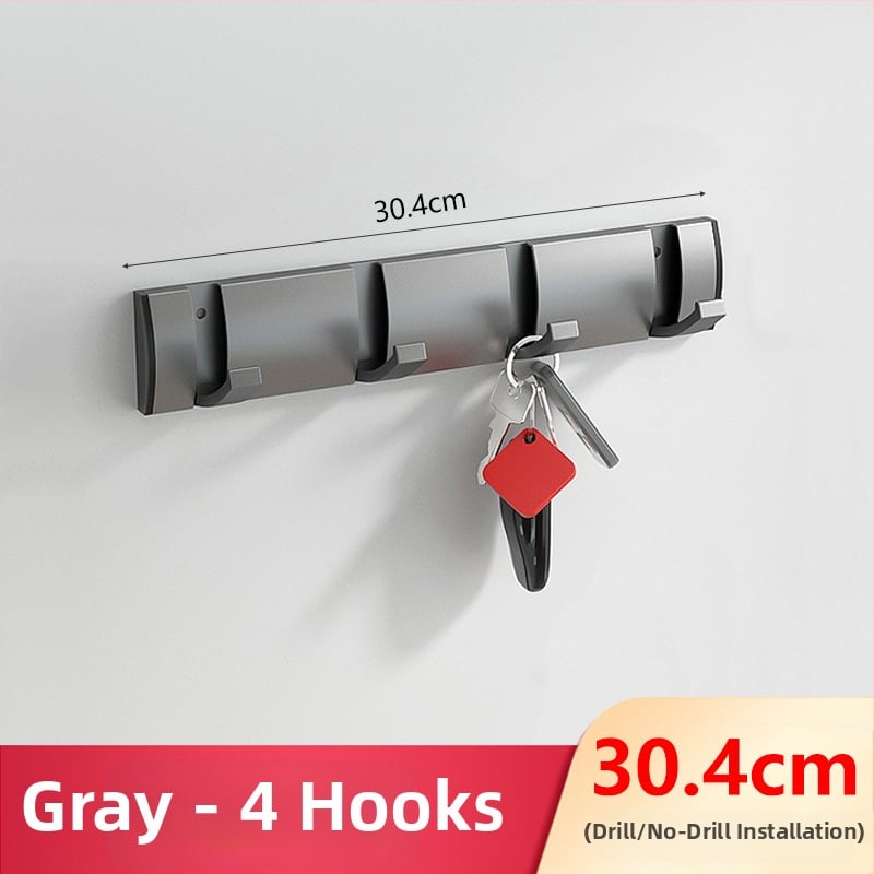 Скрита закачалка за врата за антре/гардероб — стенна сгъваема закачалка за палта и шапки, без пробиване — Space Aluminum, 444 g, Nano sandblasting, Светъл лукс, EU CE сертификация