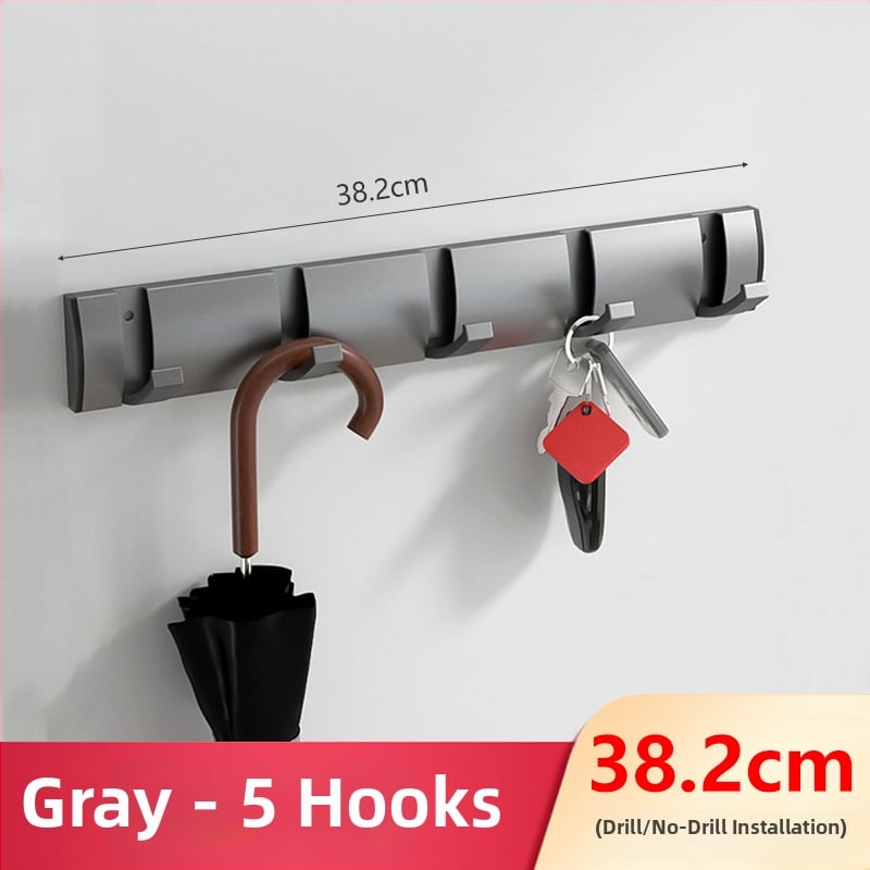 Скрита закачалка за врата за антре/гардероб — стенна сгъваема закачалка за палта и шапки, без пробиване — Space Aluminum, 444 g, Nano sandblasting, Светъл лукс, EU CE сертификация