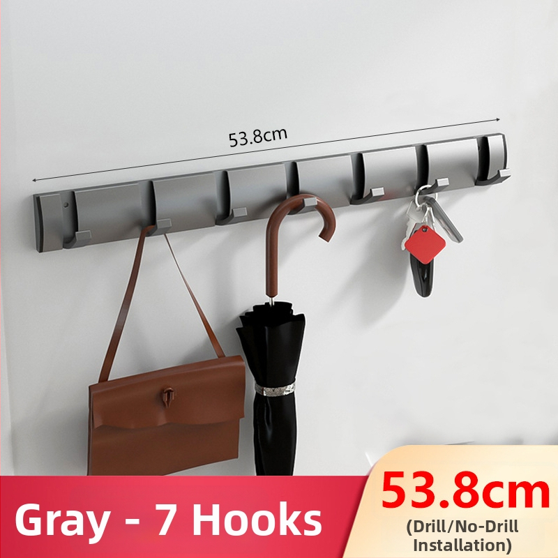 Скрита закачалка за врата за антре/гардероб — стенна сгъваема закачалка за палта и шапки, без пробиване — Space Aluminum, 444 g, Nano sandblasting, Светъл лукс, EU CE сертификация