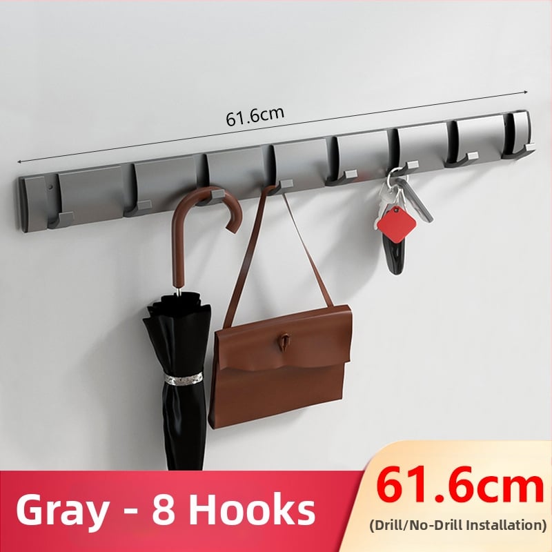 Скрита закачалка за врата за антре/гардероб — стенна сгъваема закачалка за палта и шапки, без пробиване — Space Aluminum, 444 g, Nano sandblasting, Светъл лукс, EU CE сертификация