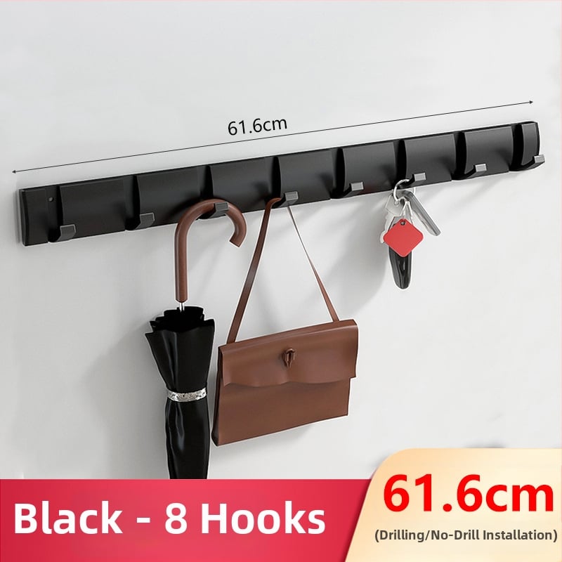 Скрита закачалка за врата за антре/гардероб — стенна сгъваема закачалка за палта и шапки, без пробиване — Space Aluminum, 444 g, Nano sandblasting, Светъл лукс, EU CE сертификация