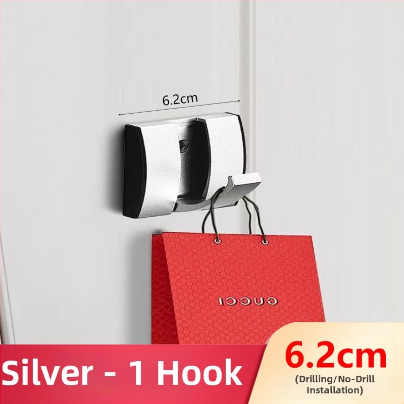 Скрита закачалка за врата за антре/гардероб — стенна сгъваема закачалка за палта и шапки, без пробиване — Space Aluminum, 444 g, Nano sandblasting, Светъл лукс, EU CE сертификация