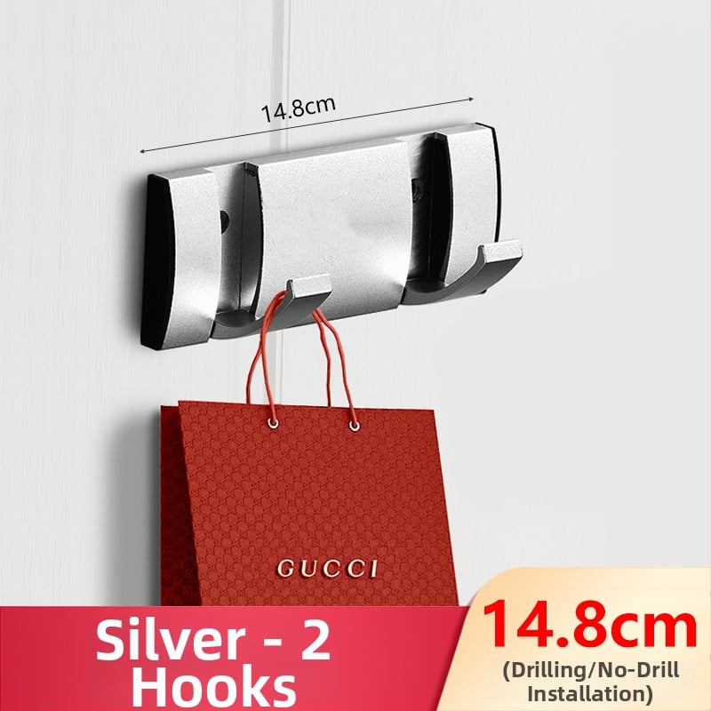 Скрита закачалка за врата за антре/гардероб — стенна сгъваема закачалка за палта и шапки, без пробиване — Space Aluminum, 444 g, Nano sandblasting, Светъл лукс, EU CE сертификация