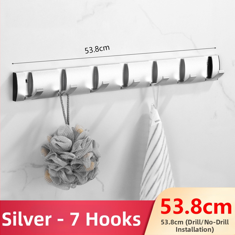 Скрита закачалка за врата за антре/гардероб — стенна сгъваема закачалка за палта и шапки, без пробиване — Space Aluminum, 444 g, Nano sandblasting, Светъл лукс, EU CE сертификация