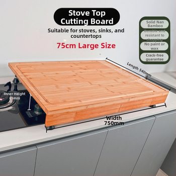 Bambusz vágódeszka tűzhelyfedővel, kétoldalas, konyhai használatra