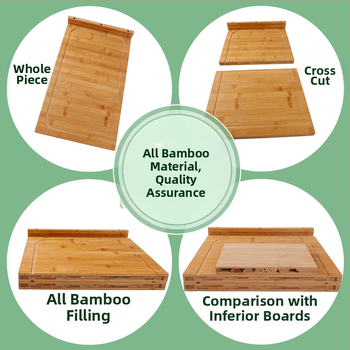 Bambusz vágódeszka tűzhelyfedővel, kétoldalas, konyhai használatra