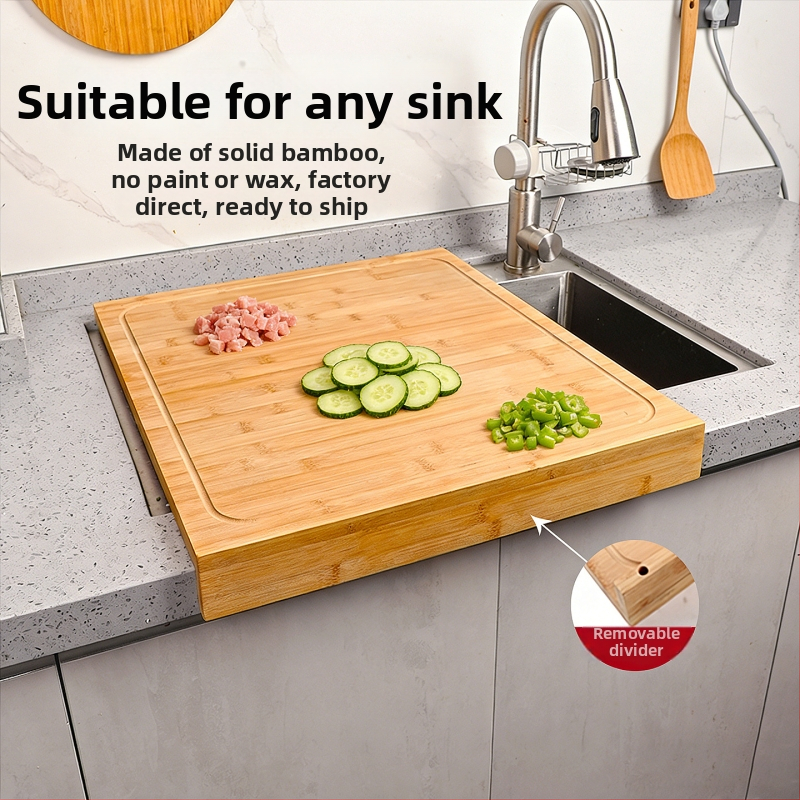 Bambusz vágódeszka tűzhelyfedővel, kétoldalas, konyhai használatra