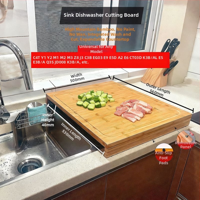 Bambusz vágódeszka tűzhelyfedővel, kétoldalas, konyhai használatra