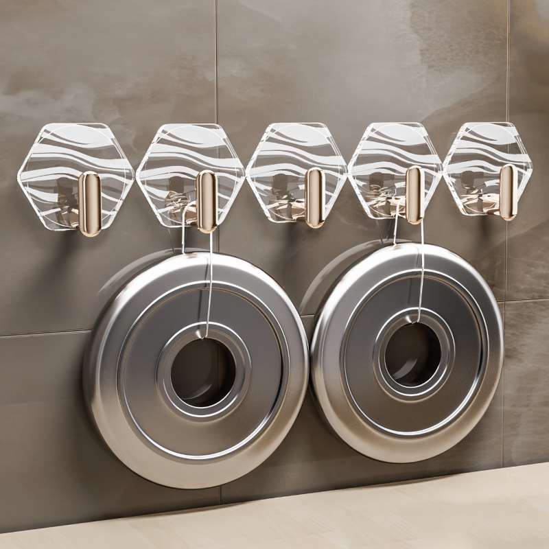 Адхезивна шестогранна закачалка ПЕТ - единична, луксозен стил, 0–1 кг капацитет