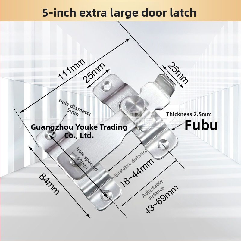 Zăvor pentru ușă DB-20, oțel inoxidabil, finisaj Wire Drawing, stil modern minimalist