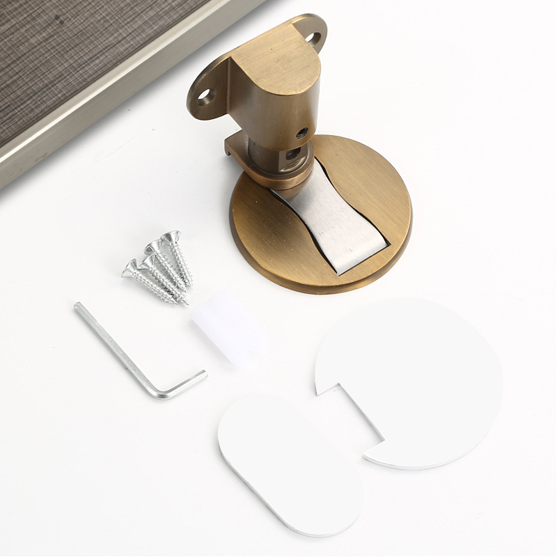 Stop magnetic pentru ușă, montaj pe perete, aliaj de zinc, placare electroplată, model 121, stil modern minimalist