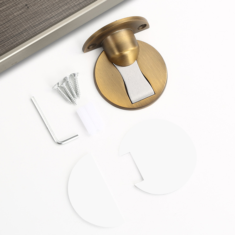 Stop magnetic pentru ușă, montaj pe perete, aliaj de zinc, placare electroplată, model 121, stil modern minimalist