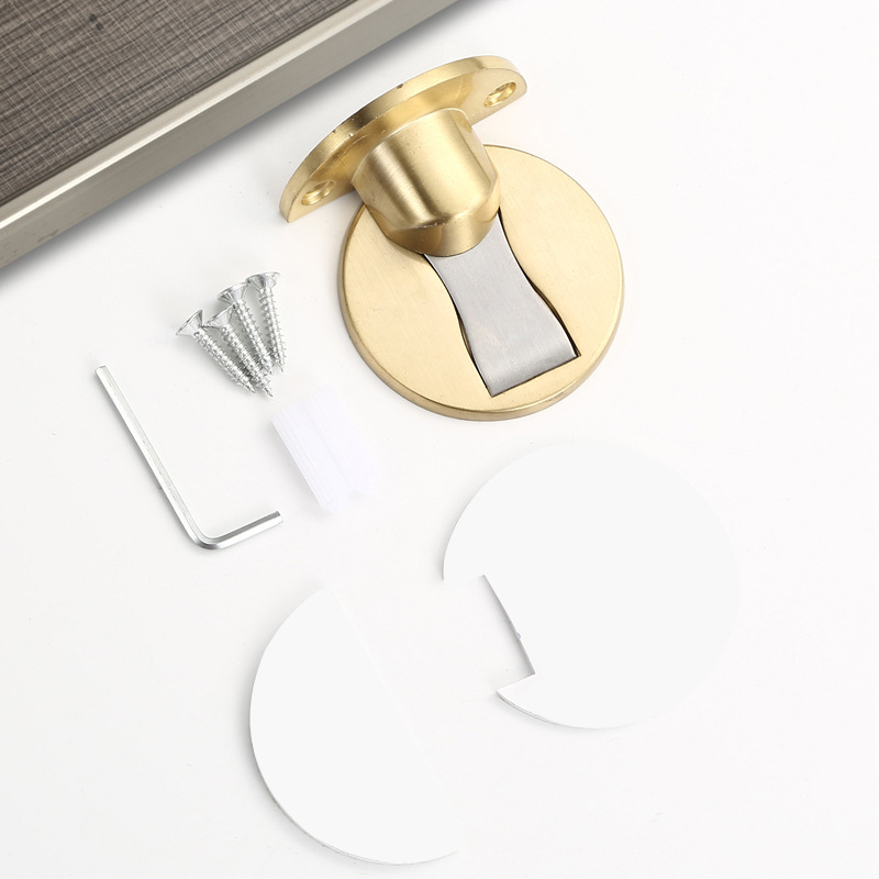 Stop magnetic pentru ușă, montaj pe perete, aliaj de zinc, placare electroplată, model 121, stil modern minimalist