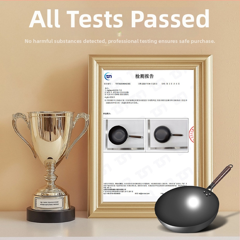 Love mom wok z nitridovaného liatého železa, čínskeho štýlu, guľaté dno, sklenené veko