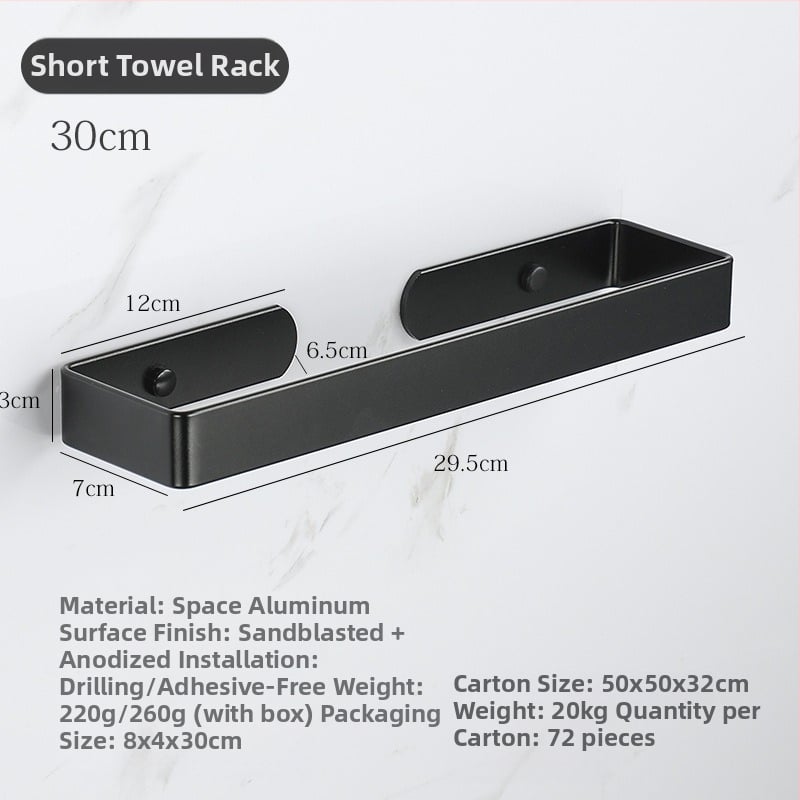 Ράγα πετσετών από κράμα αλουμινίου διαστημικού τύπου, εγκατάσταση χωρίς διάτρηση, φινίρισμα οξείδωσης, επιτοίχια τοποθέτηση, φορτίο 20 kg, ένα επίπεδο (Κράμα αλουμινίου, φινίρισμα οξείδωσης, 20 kg, ένα επίπεδο, επιτοίχιο)