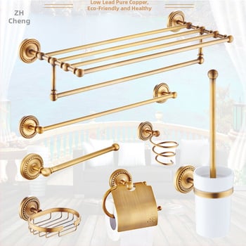 Σετ κρεμάστρών πετσέτας από χαλκό, ευρωπαϊκού ρετρό στυλ, διπλής στρώσης, αναδιπλόμενο, φορτίο 25 kg