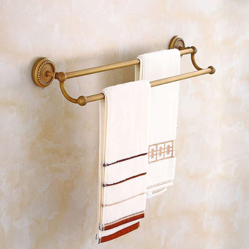 Σετ κρεμάστρών πετσέτας από χαλκό, ευρωπαϊκού ρετρό στυλ, διπλής στρώσης, αναδιπλόμενο, φορτίο 25 kg