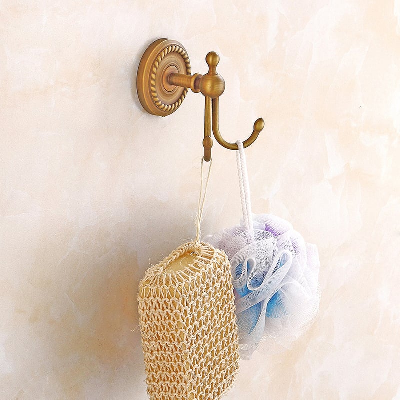 Σετ κρεμάστρών πετσέτας από χαλκό, ευρωπαϊκού ρετρό στυλ, διπλής στρώσης, αναδιπλόμενο, φορτίο 25 kg