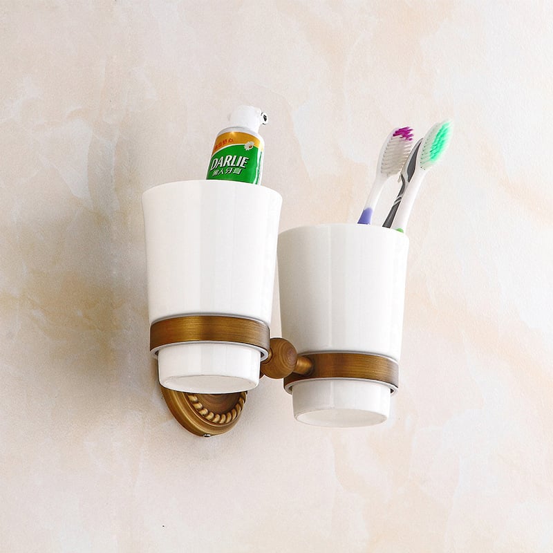 Σετ κρεμάστρών πετσέτας από χαλκό, ευρωπαϊκού ρετρό στυλ, διπλής στρώσης, αναδιπλόμενο, φορτίο 25 kg