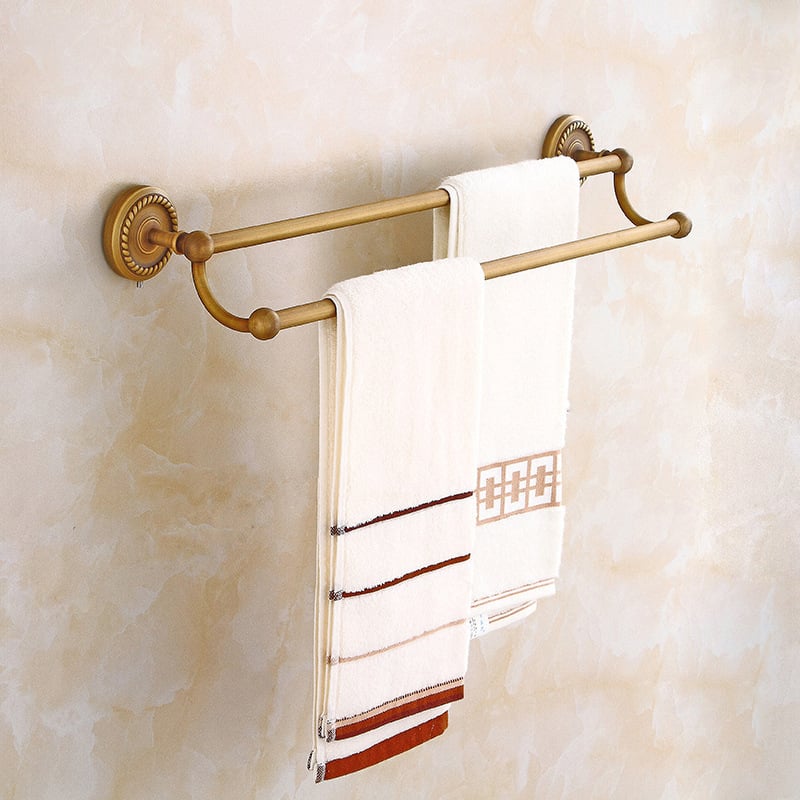 Σετ κρεμάστρών πετσέτας από χαλκό, ευρωπαϊκού ρετρό στυλ, διπλής στρώσης, αναδιπλόμενο, φορτίο 25 kg