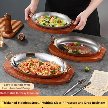 Nerezová panvica tvaru vajíčka z nehrdzavejúcej ocele 304, dvojité uši, hrubý spodok, model HO-1021