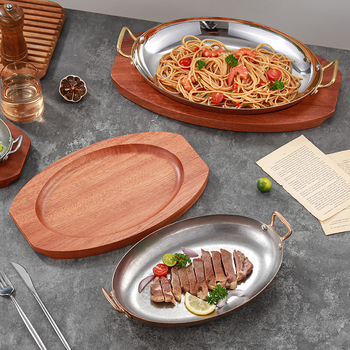 Τηγάνι από ανοξείδωτο χάλυβα σε σχήμα αυγού, διπλό αυτί, παχύς πάτος, μοντέλο HO-1021