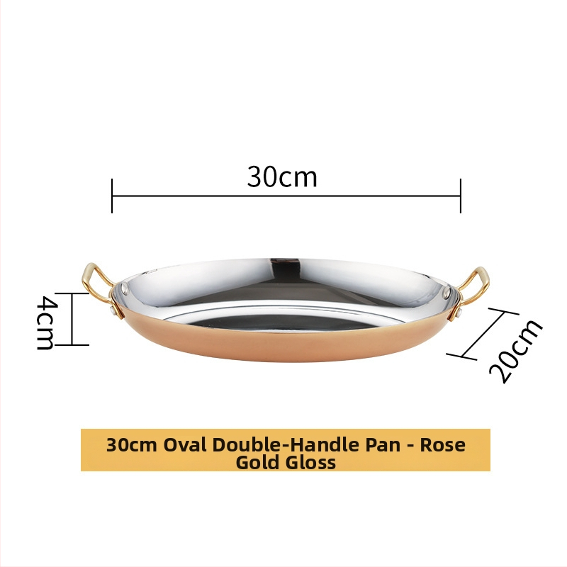 Nerezová panvica tvaru vajíčka z nehrdzavejúcej ocele 304, dvojité uši, hrubý spodok, model HO-1021