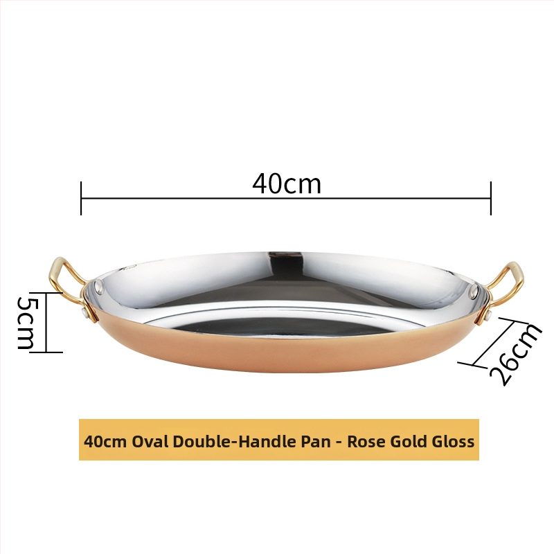 Nerezová panvica tvaru vajíčka z nehrdzavejúcej ocele 304, dvojité uši, hrubý spodok, model HO-1021