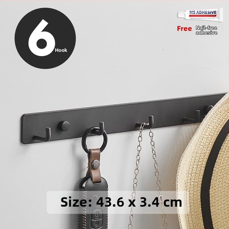 Без пробиване стенно закачало за кухня, антре и баня — space алуминий, 120 г, модерен минималистичен стил