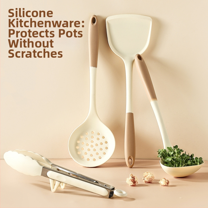 Xukang sada silikónových špachtlí, 4 diely, s klipom na jedlo a lyžicou na polievku, nelepivé, protišmykové, odolné voči teplu