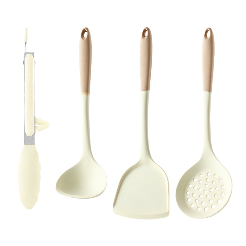 Xukang set spatule din silicon, 4 bucăți, cu clips pentru alimente și lingură de supă, antiaderent, antiderapant, rezistent la temperaturi înalte