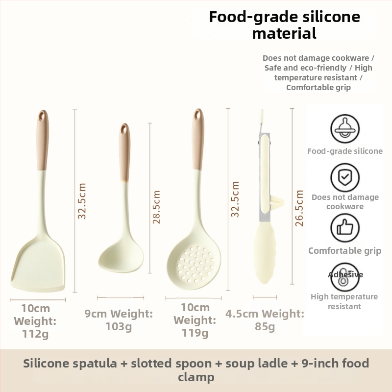 Xukang sada silikónových špachtlí, 4 diely, s klipom na jedlo a lyžicou na polievku, nelepivé, protišmykové, odolné voči teplu