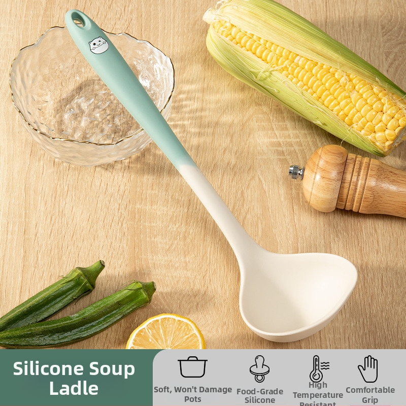 Xukang sada silikónových špachtlí, 4 diely, s klipom na jedlo a lyžicou na polievku, nelepivé, protišmykové, odolné voči teplu