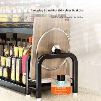 Raft de bucătărie pentru blat: suport pentru cuțite, suport pentru bețe de mâncare, recipient pentru sare și borcănaș cu condimente — oțel-carbon, fără montaj, stil Nordic.