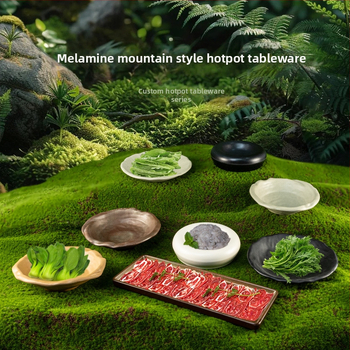 Melamínový plochý obdĺžnikový tanier na hot pot a grilovanie — lesklý povrch, jednofarebný vzor, prispôsobiteľný