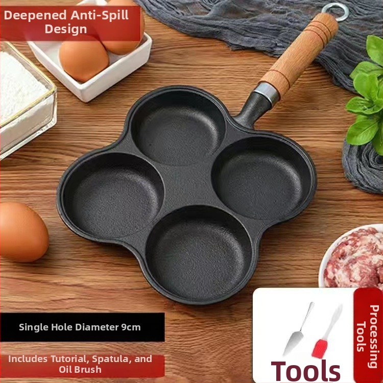 Litinový nepřilnavý panv na vyprážanie — Model XLF-JP; Funkcia: forma na burger, chlieb, volské oko a tortu; Hmotnosť: 2,6 kg