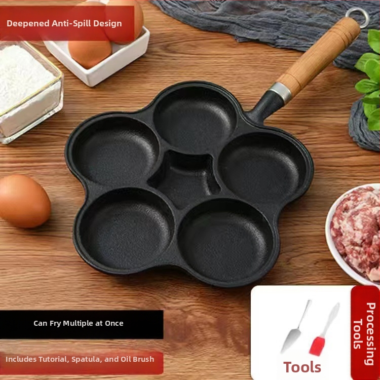 Litinový nepřilnavý panv na vyprážanie — Model XLF-JP; Funkcia: forma na burger, chlieb, volské oko a tortu; Hmotnosť: 2,6 kg