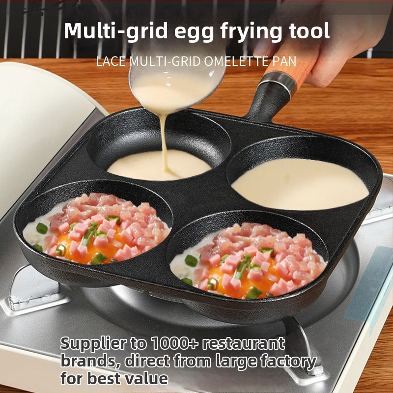 Litinový nepřilnavý panv na vyprážanie — Model XLF-JP; Funkcia: forma na burger, chlieb, volské oko a tortu; Hmotnosť: 2,6 kg