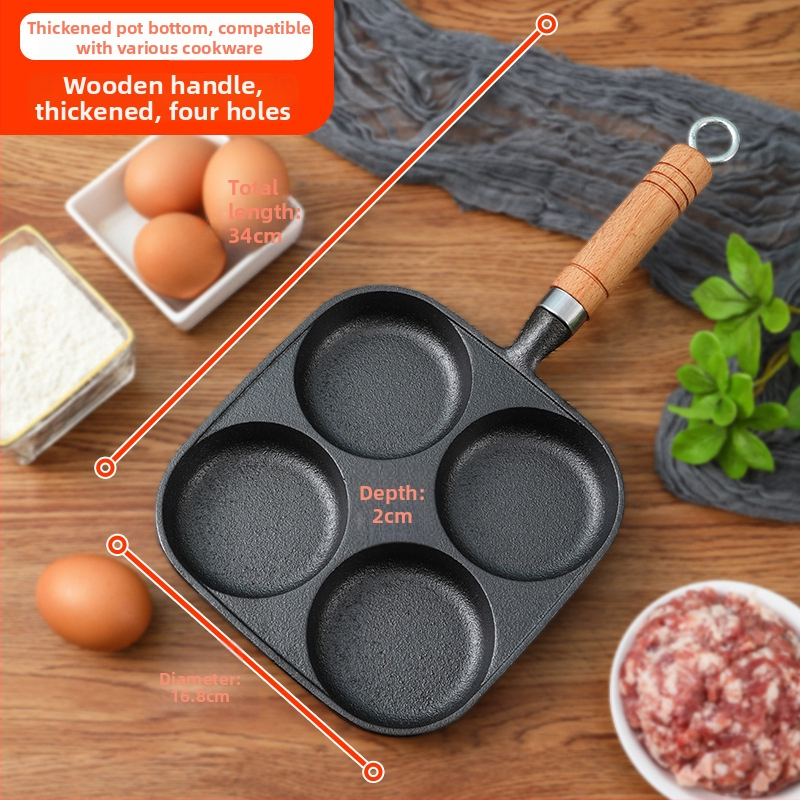 Litinový nepřilnavý panv na vyprážanie — Model XLF-JP; Funkcia: forma na burger, chlieb, volské oko a tortu; Hmotnosť: 2,6 kg