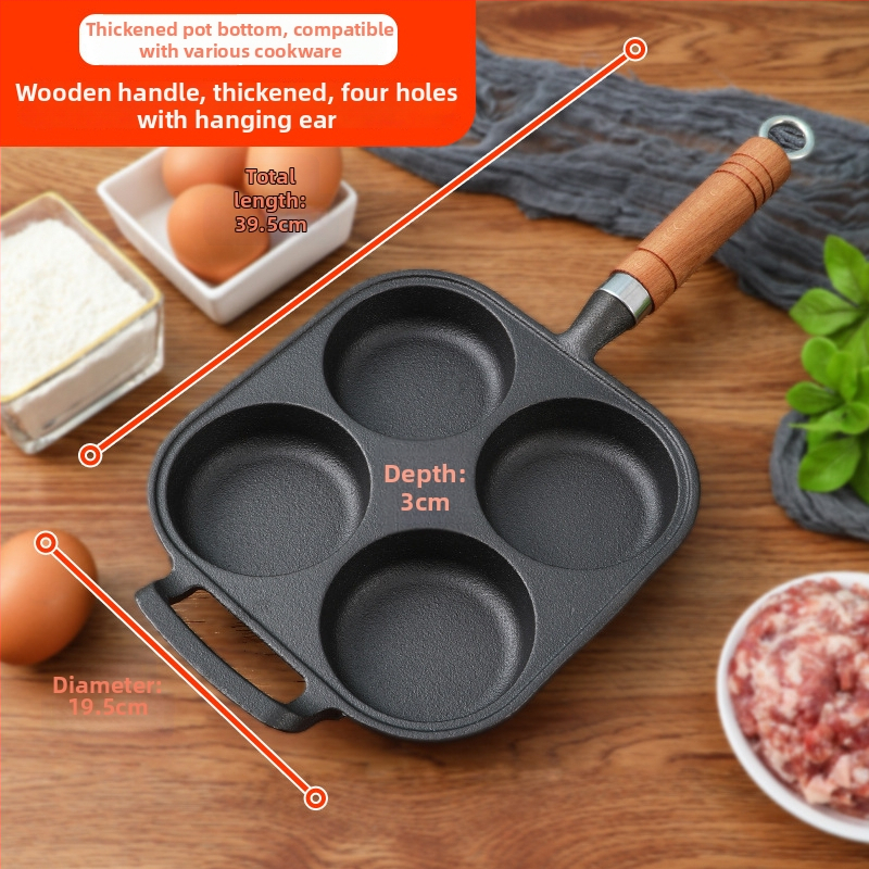 Litinový nepřilnavý panv na vyprážanie — Model XLF-JP; Funkcia: forma na burger, chlieb, volské oko a tortu; Hmotnosť: 2,6 kg