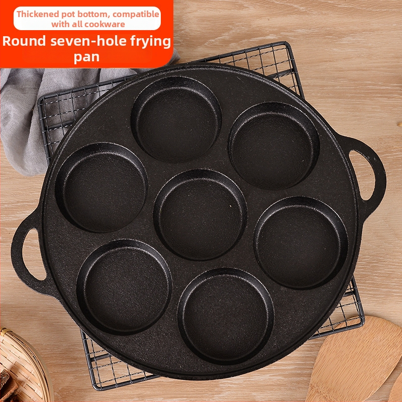 Litinový nepřilnavý panv na vyprážanie — Model XLF-JP; Funkcia: forma na burger, chlieb, volské oko a tortu; Hmotnosť: 2,6 kg