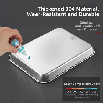 Plochý podnos z nerezovej ocele 304, obdĺžnikový, s filtrovacou sieťou na riadenie oleja a drenáž, moderný minimalistický štýl