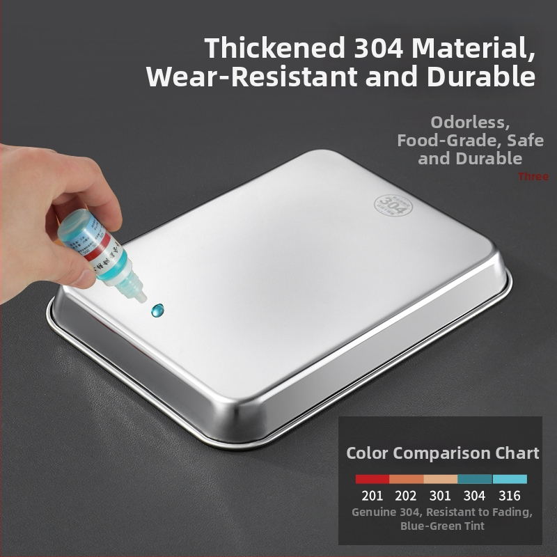 Plochý podnos z nerezovej ocele 304, obdĺžnikový, s filtrovacou sieťou na riadenie oleja a drenáž, moderný minimalistický štýl