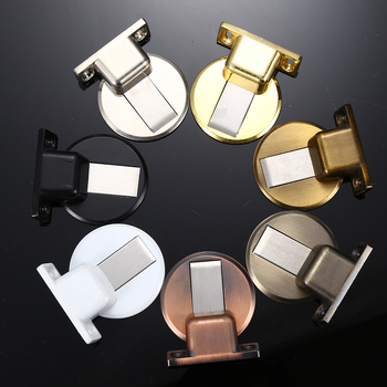 Stop ușă din aliaj zinc – priză la podea, fără găuri, silențios, invizibil, cu magnet pentru uși interioare din lemn (montaj CT-02, manual, stil modern)