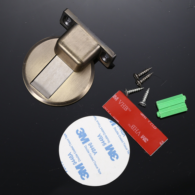 Stop ușă din aliaj zinc – priză la podea, fără găuri, silențios, invizibil, cu magnet pentru uși interioare din lemn (montaj CT-02, manual, stil modern)