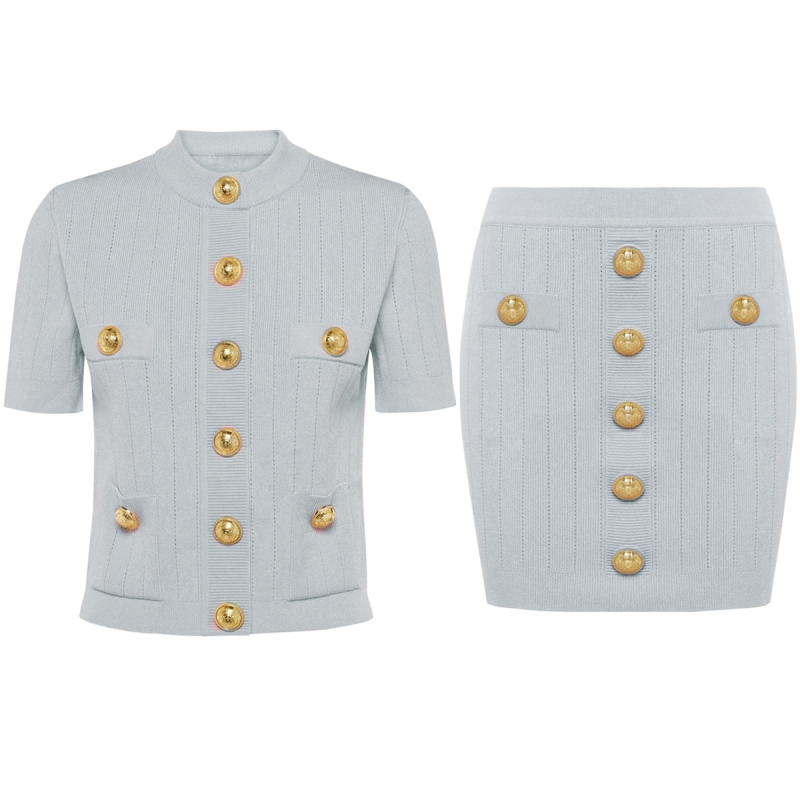 Ženski set: pleteni vrh + suknja, viskoza 70–80%, 3/4 rukava, ljeto 2025, elegantan stil