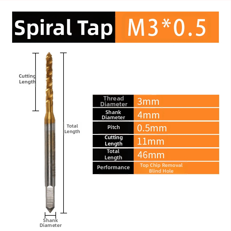 Set de taps spirale - Unealtă manuală pentru filetare