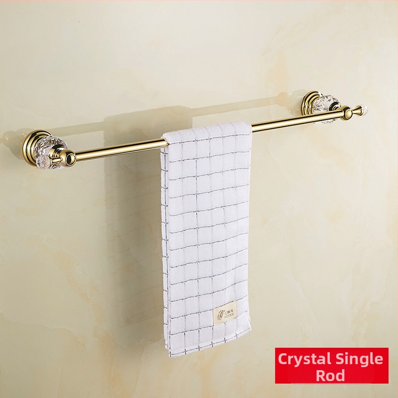 Europski stil, stalak za ručnik od nehrđajućeg čelika sa zlatim premazom i kristalnim setom – Le Jia, licencirana privatna oznaka (Materijal: nehrđajući čelik; Premaz: zlatni premaz; Brand: Le Jia; Licencirana privatna oznaka: Da)