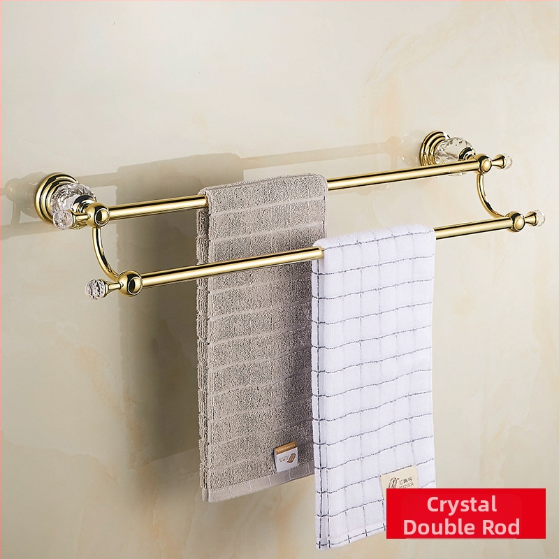 Europski stil, stalak za ručnik od nehrđajućeg čelika sa zlatim premazom i kristalnim setom – Le Jia, licencirana privatna oznaka (Materijal: nehrđajući čelik; Premaz: zlatni premaz; Brand: Le Jia; Licencirana privatna oznaka: Da)