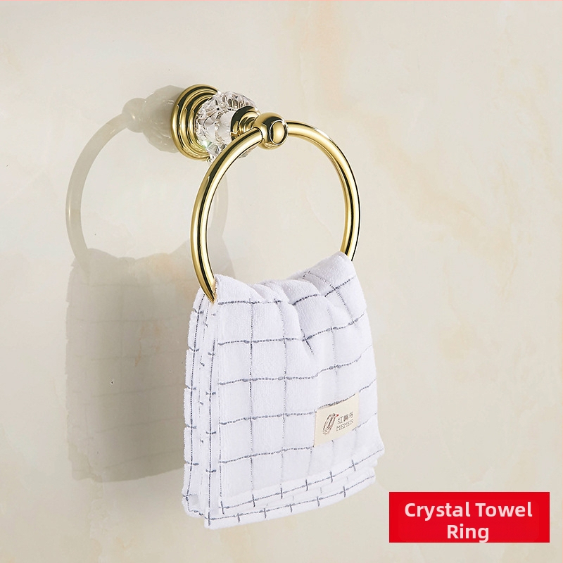 Europski stil, stalak za ručnik od nehrđajućeg čelika sa zlatim premazom i kristalnim setom – Le Jia, licencirana privatna oznaka (Materijal: nehrđajući čelik; Premaz: zlatni premaz; Brand: Le Jia; Licencirana privatna oznaka: Da)